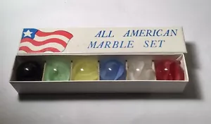 All American Marble set. Six 1.23” Different Marble King marbles in a box set. - Picture 1 of 11