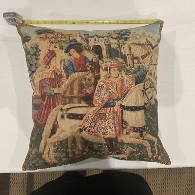 Medieval Hunting Hawking Scene European Cushion Cover Home Decor Pillow - Image 1 of 4