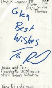 Tara Reid Actress Urban Legend Movie Autographed Signed Index Card JSA COA