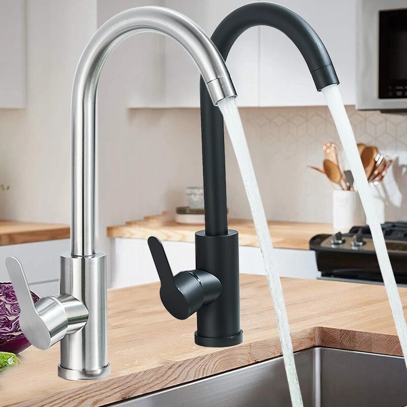 Miscelatore Rubinetto Cucina Lavello Nero Argento Monocomando Alta Canna Plastic - Immagine 1 di 1