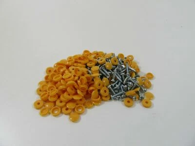 NUTS 'N' BOLTS ® 100 Pack Number Plate Plates Metal Screws & Yellow Caps