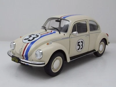 VW Maggiolino 1303 #53 Beige Simile A Herbie Modellino 1:18 Solido - Immagine 1 di 4