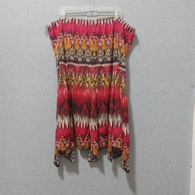 Moda Bug Falda Mujer 2X Boho Pañuelo Dobladillo Estampado Ikat Informal Fluido Plus Foto 1 de 4