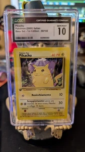 CGC 10 GEM MINT Pikachu Base Set 1st Edition 2000 Pokemon WOTC 58/102 Italian - Picture 1 of 1