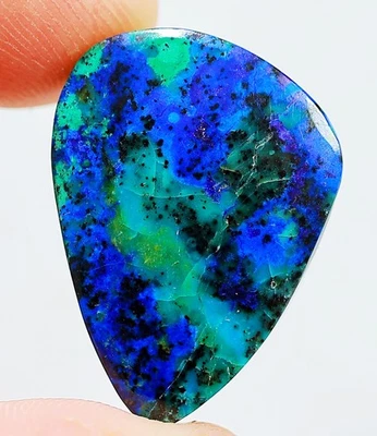 27Ct 6X20X28 mm NATURAL BLUE ORBICULAR AZURITE MALACHITE FANCY CABOCHON GEMSTONE - Image 1 of 4