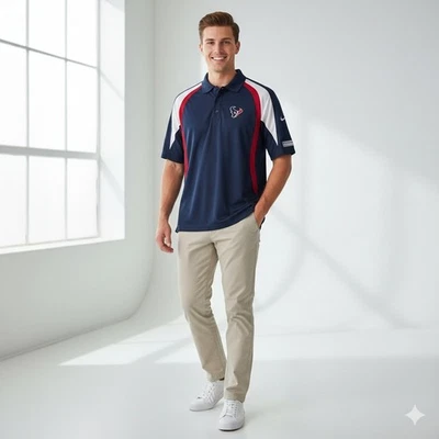 NFL Houston Texans Team Apparel Mens Large Navy Red White Polo Shirt - Size L - Image 1 of 4