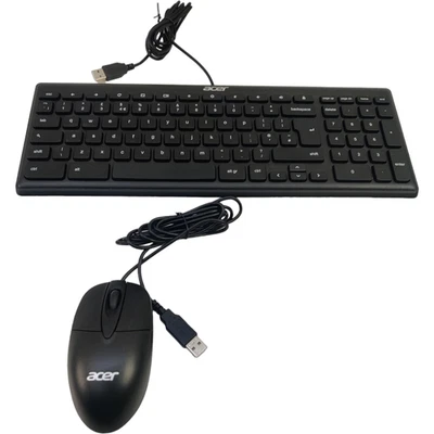 Acer KB69211 Chrome UK USB Wired Slim Office Home Desktop Keyboard and Mouse ... - Image 1 of 3