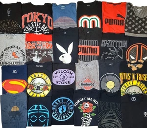 Men's T-shirts Size Large Novelty Concert 80s Graphics Comics Playboy 24 Lot - Picture 1 of 9