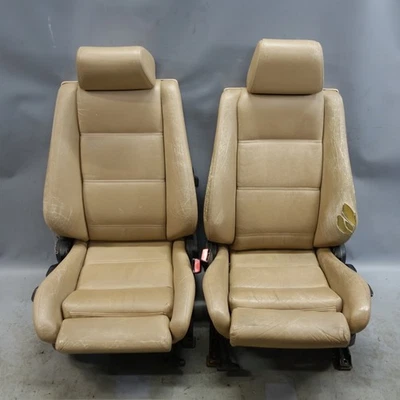 Par de asientos deportivos delanteros convertibles BMW E30 87-93 cuero beige natural OEM Foto 1 de 4
