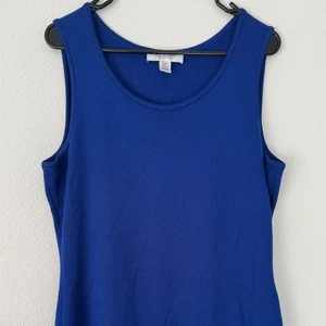 St. John Collection Vintage Knit Tank Dress Cobalt Blue  Size 12 Wool Blend - Picture 1 of 10