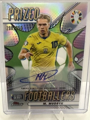 2023-24 Topps Finest UEFA EURO Mykhailo Mudryk Prized Footballers Auto 298/350 - Image 1 of 4