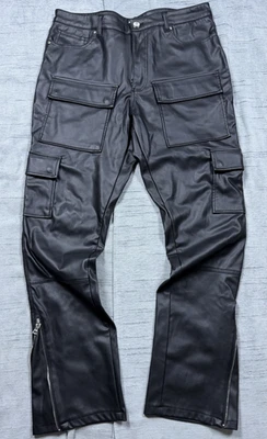 Pantalones de imitación de cuero Novamen para hombre talla 34x32 negros Foto 1 de 4