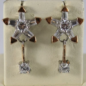 ORECCHINI ARGENTO 925 PLACCATI ORO GIALLO CON STELLA DI CRISTALLI TRASPARENTI - Picture 1 of 1