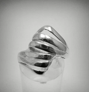 Bague élégante en argent sterling véritable massif poinçonné 925 fait à la main - Picture 1 of 5