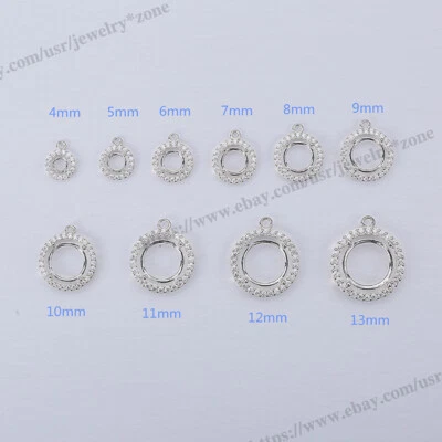 Pre Notched Round 4 Prong Mount Dangle Setting Sterling Silver Pendant/Earring - Image 1 of 4