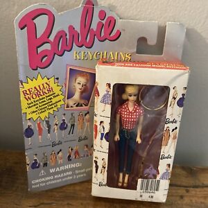 1995 Vintage Picnic Barbie Keychain In Package Brunette Hair,Fish Pole. #704-0 