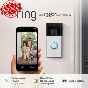 Battery Video Doorbell | DIY Wireless Video Doorbell Camera with Head-To-Toe Vie - Picture 1 of 12