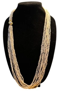 "Collar de perlas semilla de agua dulce de colección de 10 hilos broche tono dorado (marcado PLATA) 32""" - Imagen 1 de 6