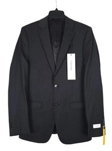 Calvin Klein Skinny-Fit Stretch Wool Suit Jacket Black Brown Mini Check 40L NWT - Picture 1 of 6