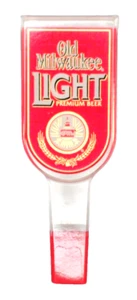 Vintage Beer Tap Handle Old Milwaukee Light Red & Clear Acrylic 1980s Breweriana - Picture 1 of 7