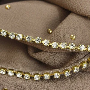 Beautiful Bubble Chiffon with Rhinestone or pearl border Scarf/Hijab 180 x 70 cm - Picture 1 of 12