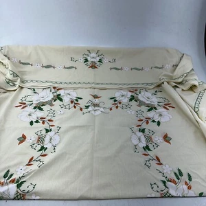 Vintage Gold Tischdecke Blumenstruktur/geprägt rechteckig 68"x52" - Bild 1 von 10