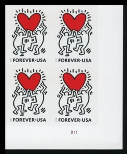 Bloque de 4 placas imperf Love Keith Haring #5953a 2025 de Estados Unidos NDC - Imagen 1 de 1