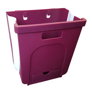 WINE RED FOLDING WASTE BIN for CUPBOARD DOOR kitchen caravan motorhome trash - Picture 1 of 1