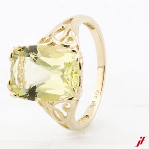 Clásico Verzierter Anillo 375/9K Amarillo 1 Citrino Rectángulo Aprox. 6,4 CT 54 - Imagen 1 de 2