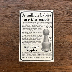 Davol Rubber Co. Anti-Colic Nipples 1909 Print Advertisement - Picture 1 of 4