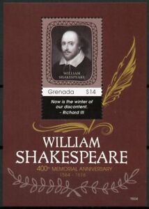 Grenada 2016 MNH William Shakespeare 400th Memorial Anniv 1v S/S Stamps