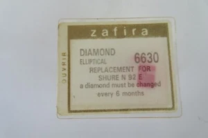 Zafira 6630 Shure N 92 E Diamond Stylus, unopened - Picture 1 of 8