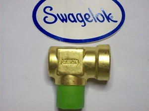 1-Cajon/Swagelok Brass Street Elbow Fitting, 3/8" Male NPT x 3/8" Female, B-6-SE - Picture 1 of 3