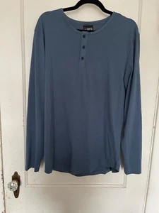 Cuts Clothing Herren XL Hemd Langarm Henley Curve Saum Blau - Bild 1 von 5