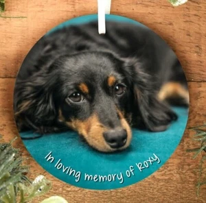 Dog Memorial Hanging Decoration Ornament, Personalised Wooden Pet Bauble - Picture 1 of 12