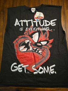 Vtg NOS Taz Looney Tunes Sleeveless T-Shirt XL 90s Y2K Attitude Get Some NEW - Picture 1 of 6