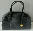 Medallion Black Croco Embossed Genuine Leather Handbag Purse 