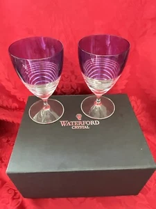 NIB FLAWLESS Stunning WATERFORD MIXOLOGY Pair Purple CIRCON Crystal Stem GLASSES - Picture 1 of 10