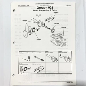 2000 Dodge Dakota Front Suspension & Drive Illustrated Parts Number Vtg Original - Picture 1 of 1