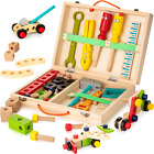 Tool Kit for Kids, Wooden Toddler Tools Set Including Tool Box & DIY Stickers, M