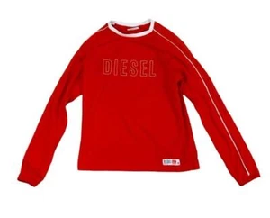 DIESEL LONG SLEEVE CREW NECK TOP ORANGE WHITE SIZE S - Picture 1 of 5