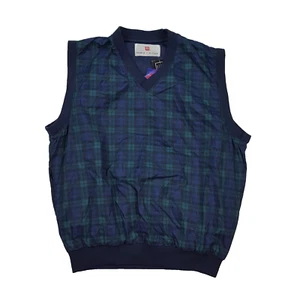 Vintage 80s Wilson Sportswear Plaid Men's Small Sleeveless Windbreaker Jacket - Picture 1 of 12