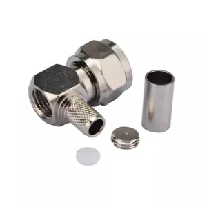 5x F male plug Connector Right Angle Crimp LMR195 RG58 RG400 RG142 cable 75Ohm - Picture 1 of 3