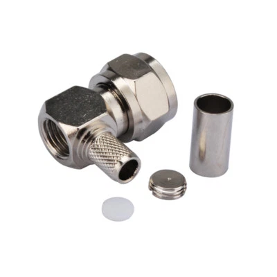 5x F male plug Connector Right Angle Crimp LMR195 RG58 RG400 RG142 cable 75Ohm - Image 1 of 3