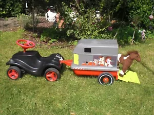 BIG Bobby Car schwarz & Caddy grau rot & Pferd - Pony Trailer Anhänger - Kult ! - Bild 1 von 14