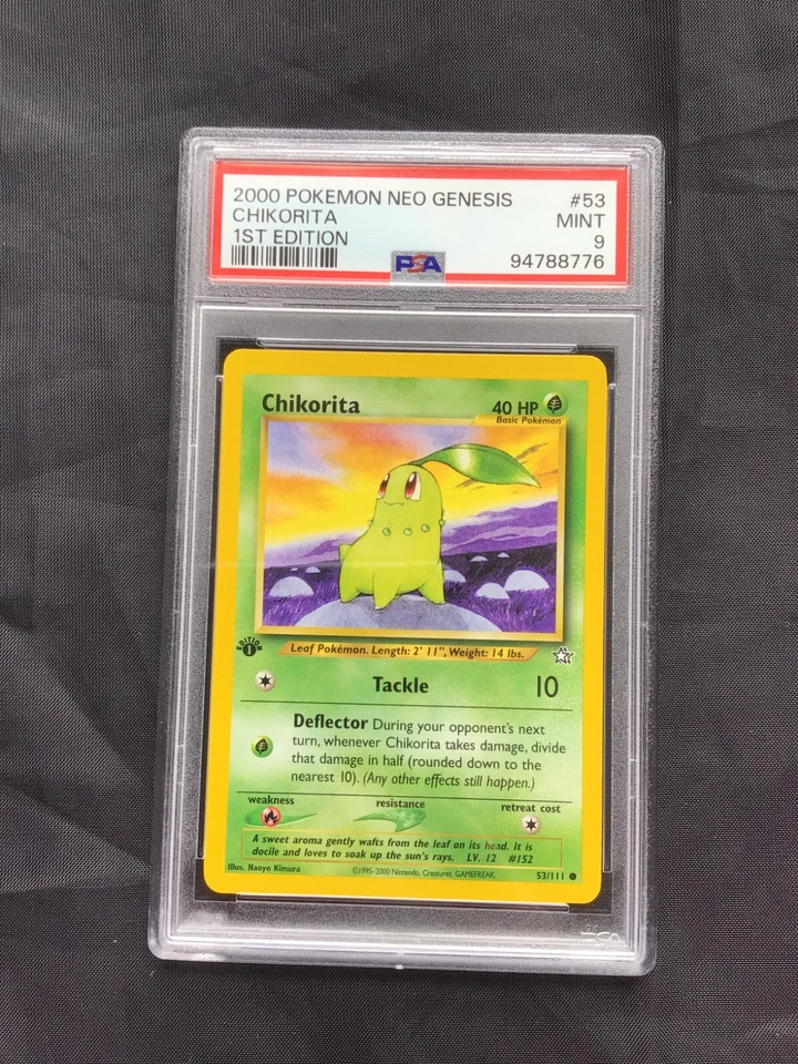 Pokemon Cards: 1st Edition Neo Genesis Common: Chikorita 53/111: PSA 9 - Image 1 of 4