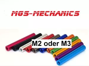 4 Abstandshalter Distanzbolzen M2 M2.5 oder M3 Alu eloxiert 8 10 ...oder 100 mm  - Bild 1 von 3