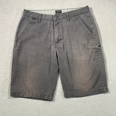 Fox Heritage 锻造男式 31 Chino 短裤灰色细条纹 11 英寸内缝阅读 — 第 1/4 张图片