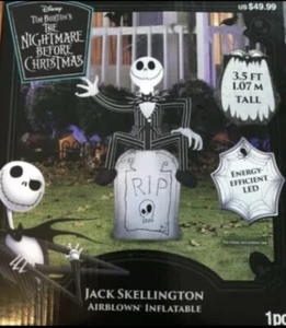 Nightmare Before Christmas Jack Skellington Tombstone Airblown Inflatable 3.5' - Picture 1 of 2