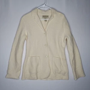 Jones NY Country Vtg Wool Jacket Large Womens Creamy Yellow Button Pocket Collar - Picture 1 of 9